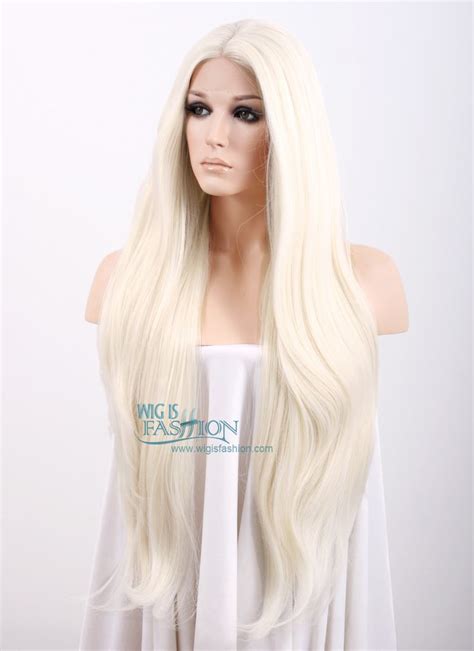 20 28 Long Straight Platinum Blonde Lace Front Synthetic Hair Wig Lf150d Wig Hairstyles