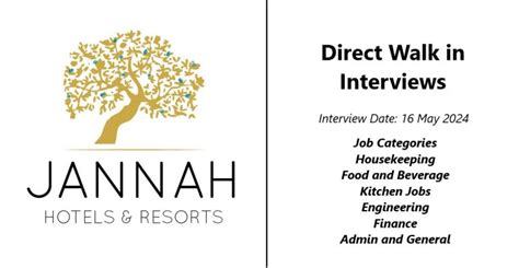 Jannah Hotels Resorts Announced Walk In Interviews DUBAI AIRPORT