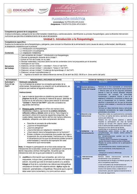 NA NFAP1 2201 B2 002 PDUnidad 1 Licenciatura NUTRICIÓN APLICADA