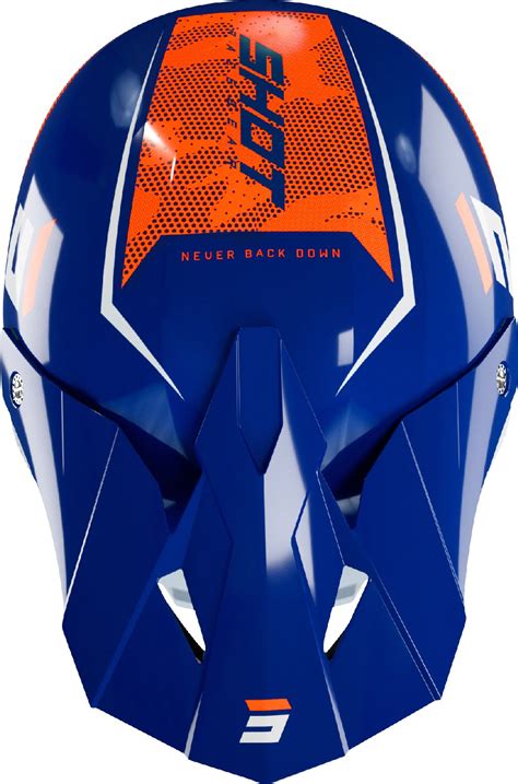 Capacete Shot Furious Camo Azul Laranja Loja Motocross Equipamentos E