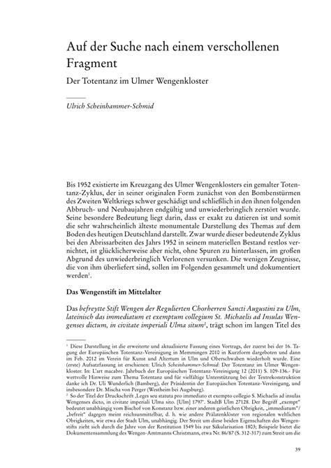 Pdf Auf Der Suche Nach Einem Verschollenen Fragment Der Totentanz Im