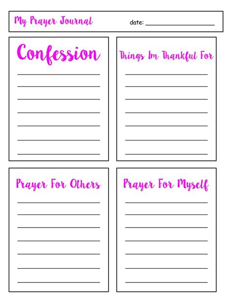 Printable Prayer Journal Template