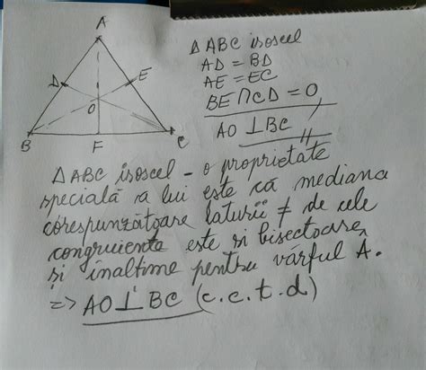 Medianele Be I Cd Ale Unui Triunghi Isoscel Abc Cu Baza Bc Se