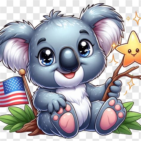 Koala Holding Australian Flag And Star Koala Australian Flag Star