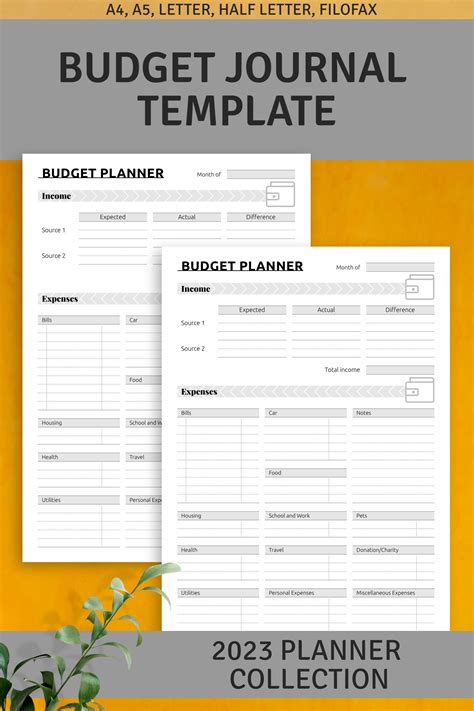 Budget Journal Template, Budget Planner Printable , Printable Budget ...