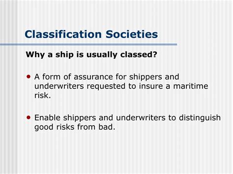 Ppt Classification Societies Powerpoint Presentation Free Download