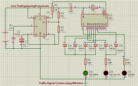 Traffic Signal Control Using 555 Timer In Proteus Isis Artofit