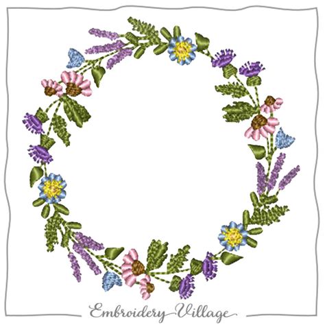 Wildflower Wreath 1031 Embroidery Village Llc