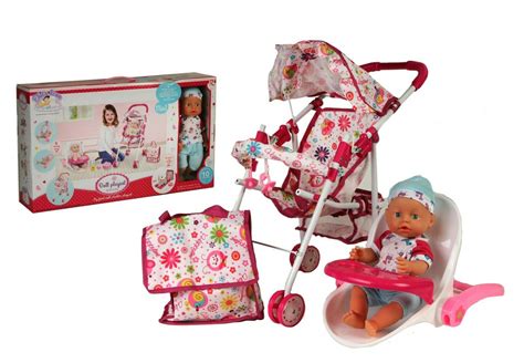 Playser Set Bambola Cm Con Passeggino E Altri Accessori E Suoni Per