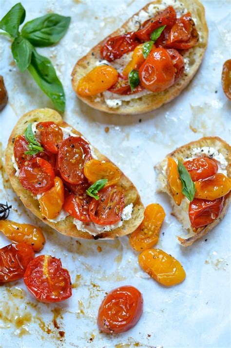 Candied Tomato Bruschetta Ricotta And Goats Cheese Bibbyskitchen