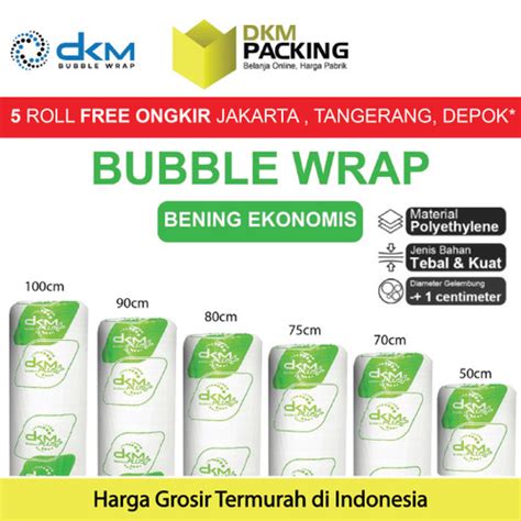 Jual Plastik Bubble Wrap Bening Ekonomis 50M TEBAL DKM Bubblewrap ROLL