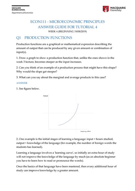 Econ S Tutorial Answer Guide Department Of Economics