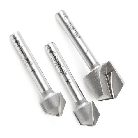 AMS 140 3 Pc Carbide Tipped V Groove 90 108 And 135 Degree Angles For