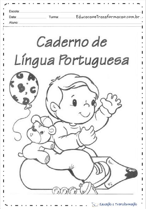 Capas Para Caderno De Português Para Imprimir Folha 03 Educação E