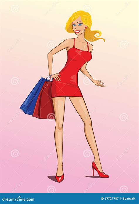 Girl In Red Stock Vector Illustration Of Adult Dress 27727787