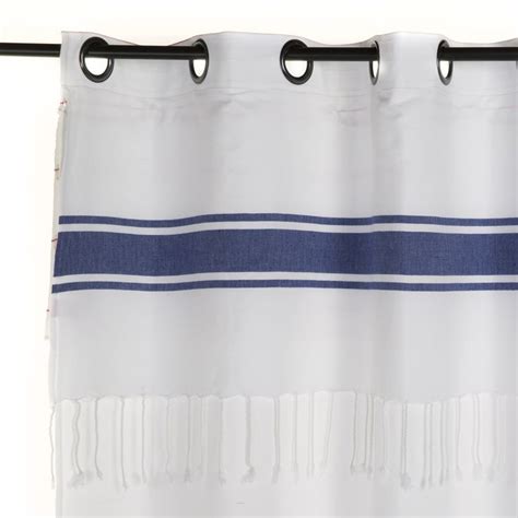 Rideau Rayures Bleu Roi Style Fouta Sur Un Fond Blanc Collection