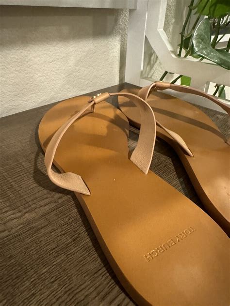 Tory Burch Nude Manon Thong Sandal Natural Vachetta L Gem