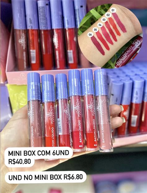 Batom líquido mini box 6 und Phallebeauty Maquiagens e