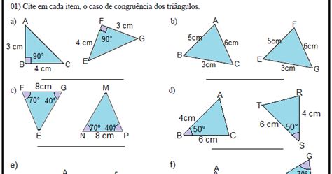 Exercícios De Congruencia De Triangulos - MANIA DE CALCULAR: Exercícios sobre congruência de triângulos para o 8º ...