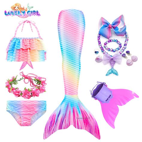 Chrismas Gift Mermaid Tail LovelyGirl Swimsuit Princess Dress With