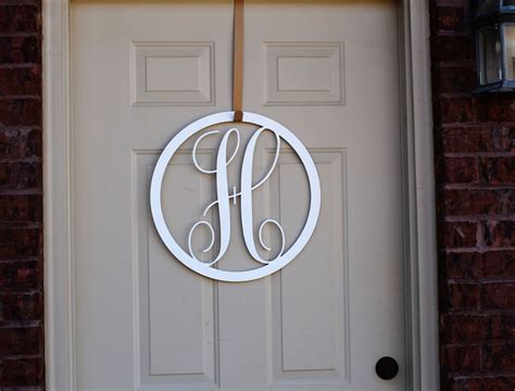 Monogram Door Wreath Wooden Monogram Door Hanger Initial Etsy