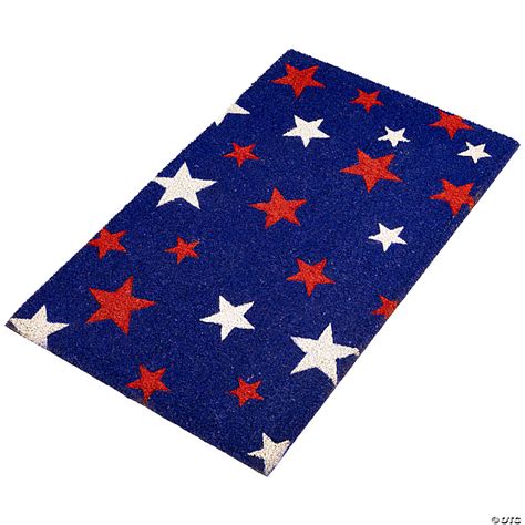 Blue Coir Red And White Stars Americana Outdoor Doormat 18 X 30