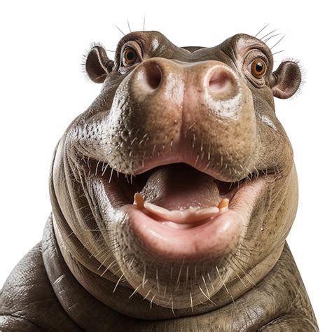 Premium AI Image | funny hippopotamus taking a selfie on white background