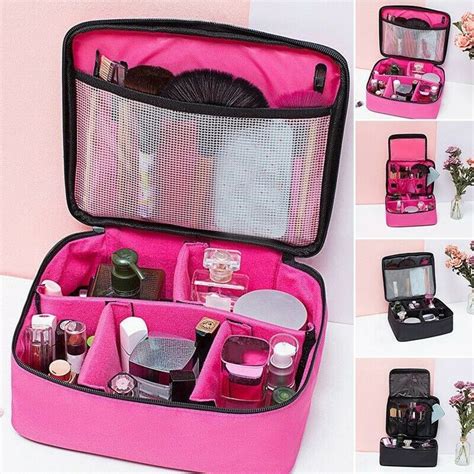 Make Up Tasche Rund Griff Kosmetikkoffer Box Beauty Oxford Tuch