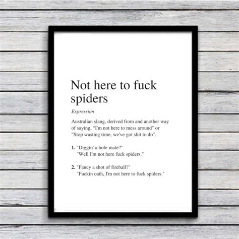 Not Here To Fuck Spiders Art Print Australian Humour Funny Art A4