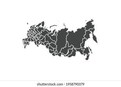 Russia Map Black Color On White Stock Vector (Royalty Free) 1958790379 ...