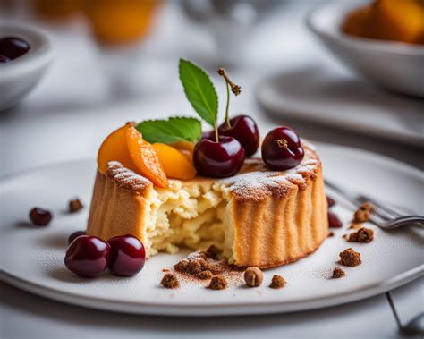 Éclats de Junio Soufflé de Cerezas y Albaricoques Caramelizados con