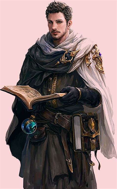 Wizard Male Spell Caster With Spellbook And Flask Male Human