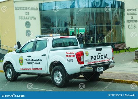 Police Car Provides Security Near Plaza De Armas In Lima Peru