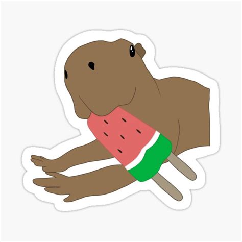 "Capybara Eating Watermelon Popsicle " Sticker for Sale by LaineyBielski | Redbubble