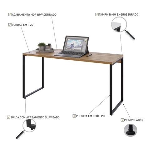 Mesa para Escritório Diretor Estilo Industrial 1 50M Kuadra