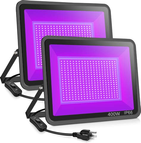 XYCN 2 Pack 400W LED Black Lights Outdoor 395nm To 410nm Flood