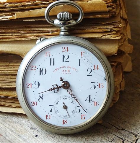 Antique Swiss Made Pocket Watch Chemin De FER JCB Patent Roskopf