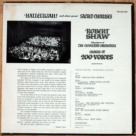 Robert Shaw • Hallelujah and other great choruses • The Cleveland ...