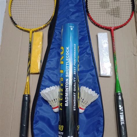 Jual Raket Badminton Paketan Raket Grip Tas Slop Shuttle Cock