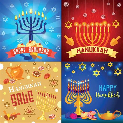 Hanukkah banner set, cartoon style 8791024 Vector Art at Vecteezy