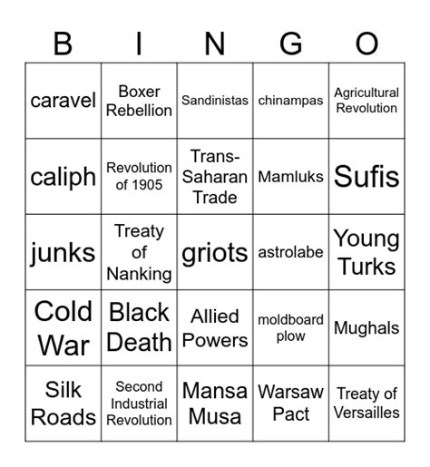 Ap World History Yearly Review 1mu Bingo Card