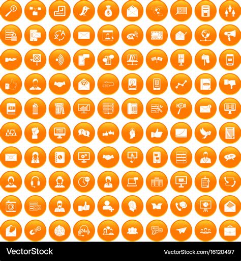 Interaction Icons Set Orange Royalty Free Vector Image