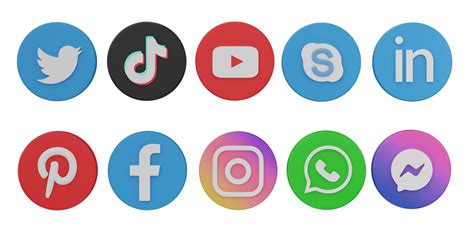 Social media icons on transparent background. Instagram, Facebook ...