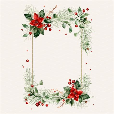 12 PNG Winter Floral Frame Clipart Watercolor Christmas Frame Clipart