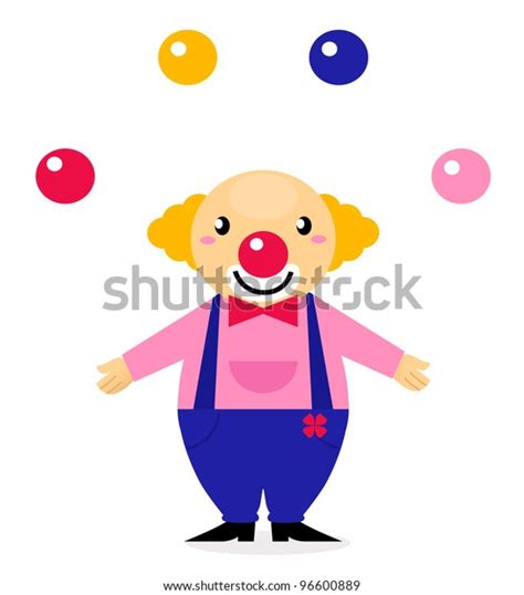 Juggling Colorful Circus Clown Isolated On Stock Vector Royalty Free