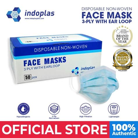 Indoplas Disposable Face Mask Ply With Earloop Lazada Ph