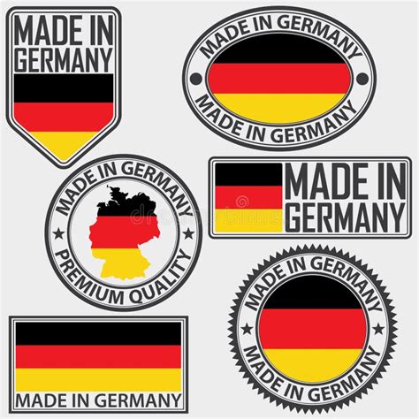 Made In Germany Label Set With Flag Vector Stock Vector Illustration