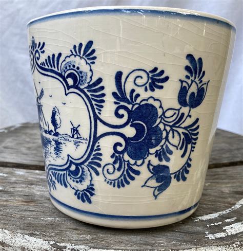 Vintage Delft Ware Pottery Planter Vase Blauw Made In Etsy