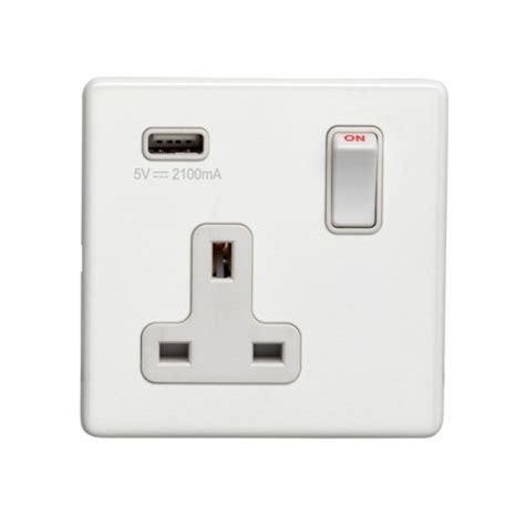 Eurolite Concealed 3mm 1 Gang 13a Socket W Usb Ecw1usb W Ukes