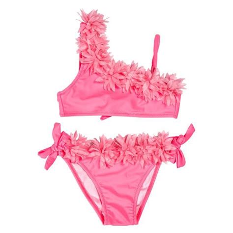 Maillot de Bain Fille A fleur Bikini 2 Pièces Rose Extensible Rose Cdiscount Prêt à Porter